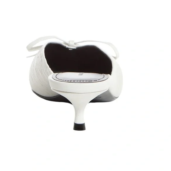 BALENCIAGA Knife Bow Arena Lambskin Leather Mules in White Size 39 - Picture 9 of 14